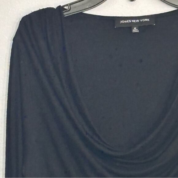 Jones New York | Women's Black Cowl Neck Stretch 3/4 Sleeve Blouse Top T… - Picture 4 of 12